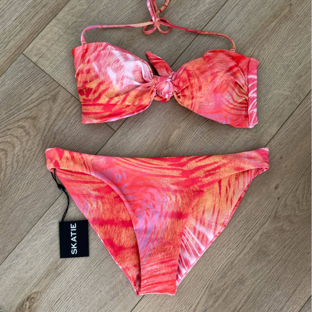 Skatie Pink and Orange Bikini Set. Top M. Bottom L.
